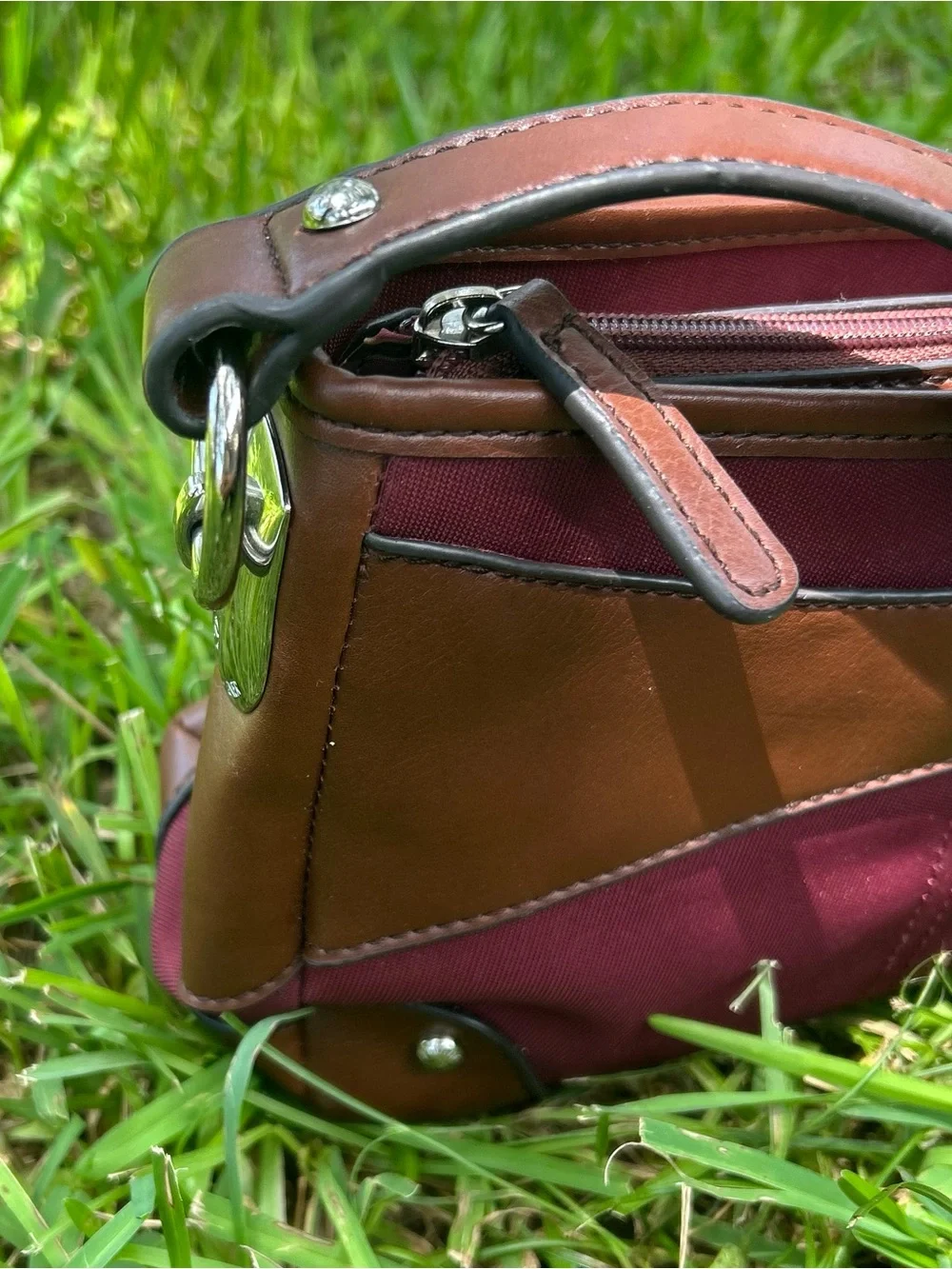 Vintage Etienne Aigner Burgundy and Brown Shoulder Bag